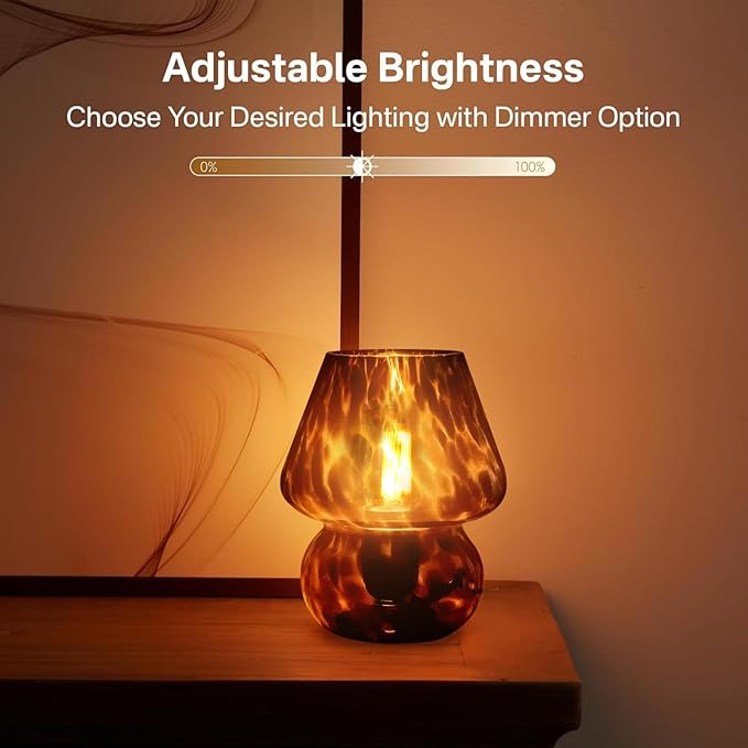 Dawnwake Mushroom Lamp Small Lamp Table Lamp for Bedroom, Desk Bedside Lamps for Living Room,Mushroom Decor Cute Mini Modern Mid Century Lamps for Night Stands,Aesthetic Home Living Room Decor(Black)