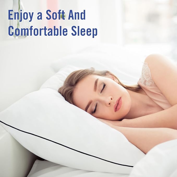 Vorouhals Hotel Collection Bed Pillows for Sleeping 2 Pack Queen Size Cooling Pillows Set of 2 for Back, Stomach or Side Sleepers, Super Soft Down Alternative Microfiber Filled Pillows