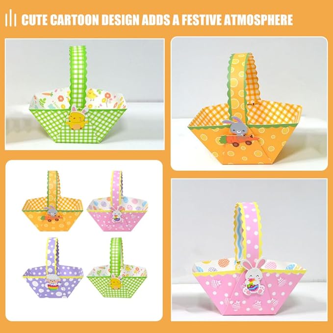 Cabilock 24pcs Easter Candy Baskets Paper Storage Holder for Treats and Items for Easter Celebrations Versatile Design for Year Use