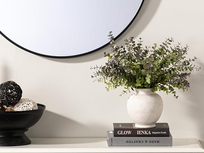 Ceramic Flower Vase, 6 Inch Small Rustic Farmhouse Vase Decorative Vases Home Decor Short Pottery Vases for Table Living Room Entryway Mantel Bookshelf Bedroom Bathroom Kitchen - Rustic