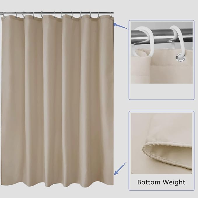 LLSCL Fabric Shower Curtain Liner with Magnets, Waterproof Hotel Quality, 72 x 72 Machine Washable