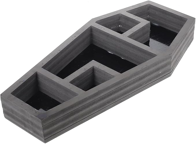 Spooky Coffin Shelf Gothic Decor Organizer for Candles Books Figurines Unique Halloween Storage Rack for Eerie Atmosphere Creepy Collectibles Novelty Decorative Display Shelf