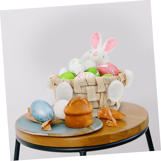 STOBAZA Lovely Bunny Storage Basket Color Easter Ornament for Home Decor Woven Design for Party Props and Egg Storage Adds Festive Charm to Any