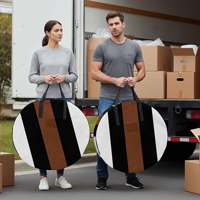 Storage Bag Brown Black White Round Storage Totes Bins Closet Organizers with Zippers & Handle Boho Style Clothes Storage Container for Bedroom Dorm Space Saving Packing Supplies Moving Bags