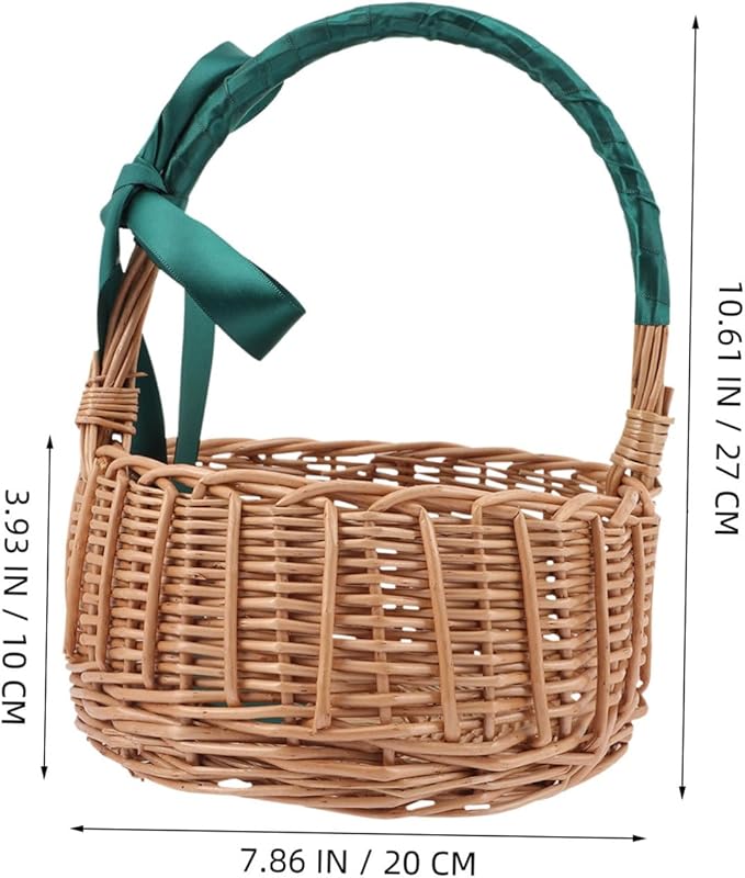 KOMBIUDA Natural Rattan Storage Basket Woven Wicker Organizing Bin for Home Decoration Living Room Bedroom Boys and Girls Room Office Handles for Easy Carrying