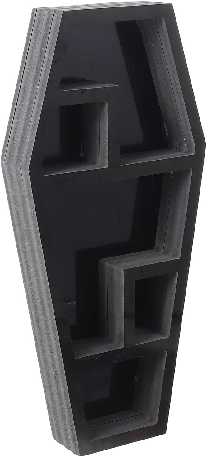 Spooky Coffin Shelf for Gothic Decor Unique Haunted House Compartment Display Rack for Table Storage Lightweight and Multipurpose Halloween Accessory