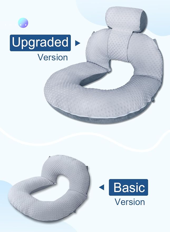 INSEN Reading Pillow, Back Pillow for Sitting in Bed for Reading, Nurse & Relax, Reading Pillow for Adults, Moms & Kids, Sit Up Pillow for Bed, Double-Sided Gray
