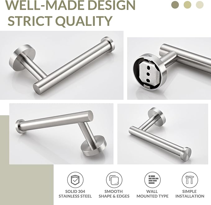 APLusee Brushed Nickel Toilet Paper Holder, 304 Stainless Steel Tissue Holder for Bathroom Wall, Heavy Duty Paper Roll Dispenser Wall Mounted