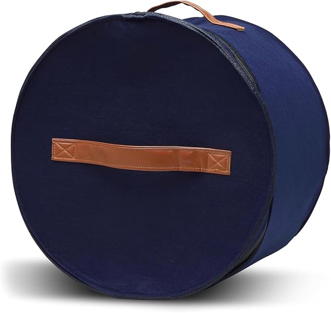 Christmas Wreath Storage Bag,Collapsible Felt Holiday Garland Container with Zipper & Handle, Durable Wreath Organizer Bin for Seasonal Decor Storage 20 x 12 (Blue, 12 x 20)