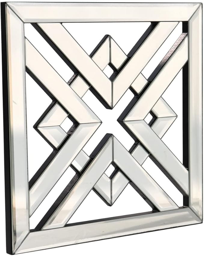 QMDECOR Decor Mirror Size 12x12 inches Square Mirrored Silver Wall Decorative Mirror with Beveled Edge Modern Fashionable Wall-Mounted Mirrors