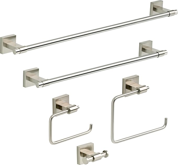 Franklin Brass Maxted (1-Pack) Toilet Paper Holder Satin Nickel Tissue Roll Holder for Bathroom Organization and Storage Euro/Single Post/Hook Toilet Tissue Holder Wall Bathroom Accessories MAX50-SN