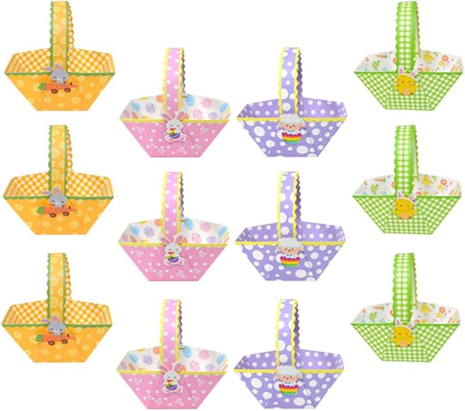 Cabilock 24pcs Easter Candy Baskets Paper Storage Holder for Treats and Items for Easter Celebrations Versatile Design for Year Use