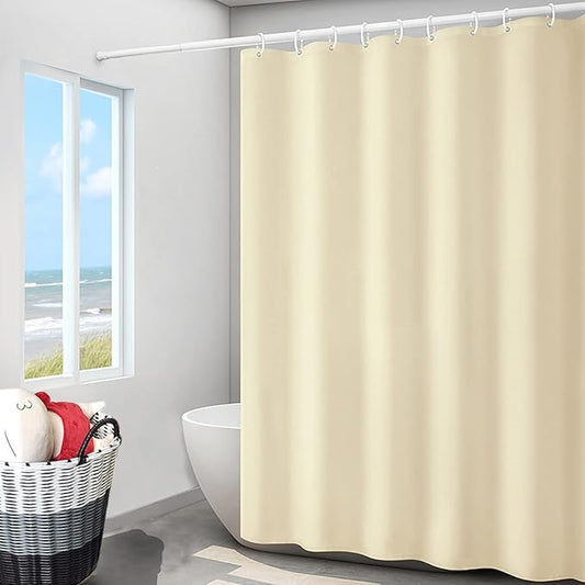LLSCL Beige Yellow Fabric Shower Curtain Liner with Magnets, Waterproof Hotel Quality, 72 x 72 Machine Washable