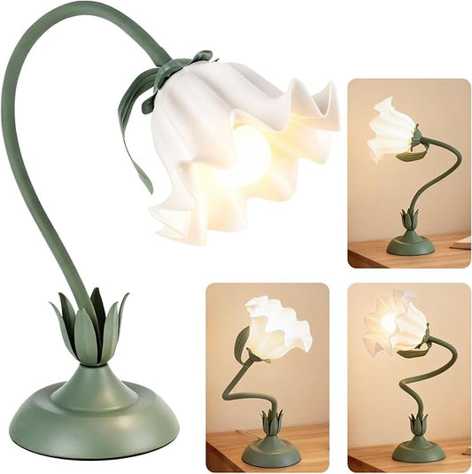 Flower Lamp LED Reading Light - Flower Table Lamp 3 Color Modes, Vintage Desk Lamp with E26 Bulb, Bedside Lamps for Bedroom, Living Room, Home Decor