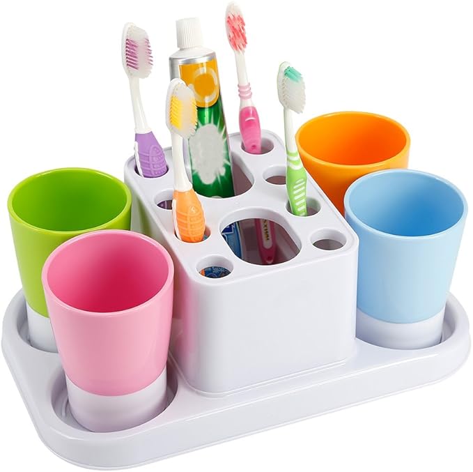 Eslite Toothbrush Holder and Large Organizer Stand for Bathroom