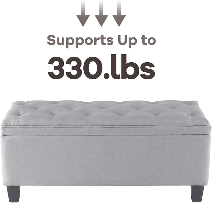 DUMOS Storage Ottoman Bench, Foot Rest with Legs, 16 x 40 x 18 Inches, End of Bed Bench, Storage Chest for Living Room,Bedroom, Entryway, Light Gray