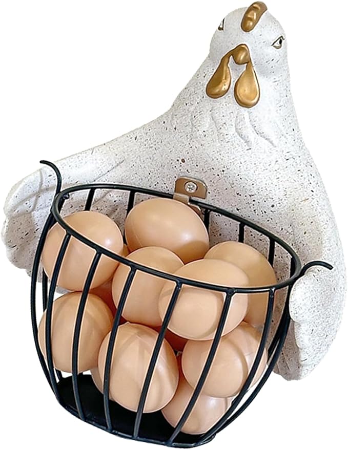 Bucolic Hugging Chicken Storage Basket Iron Frame Glues Multipurpose Organizers for Wedding Party Home Decors - White