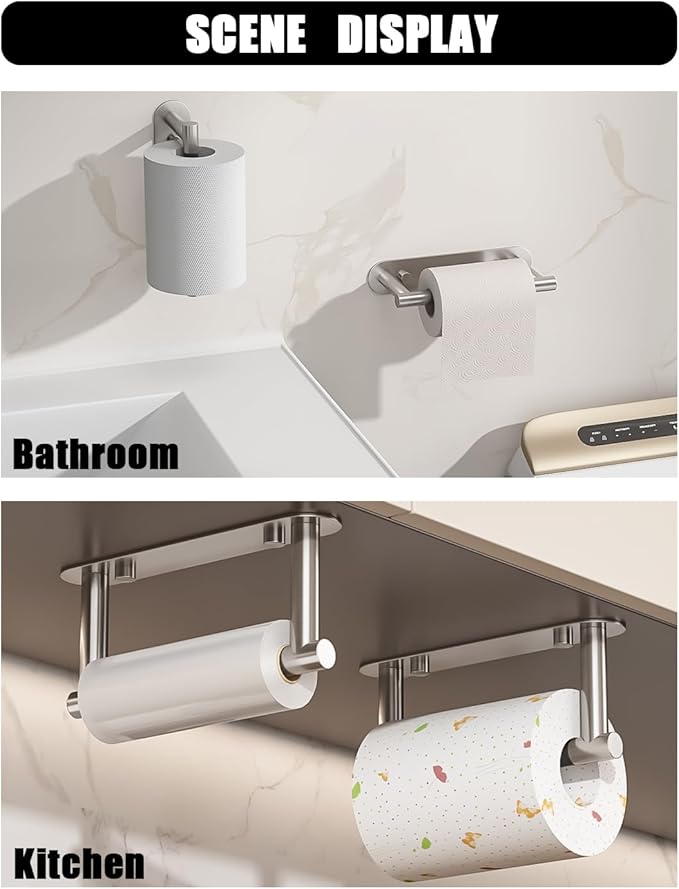 Toilet Paper Holder - Bathroom Toilet Paper Holder Adhesive or Screw Wall Mounted Swivel Snap Lock Design Fits Anywhere Stainless Steel Bathroom Tissue Roll Holder
