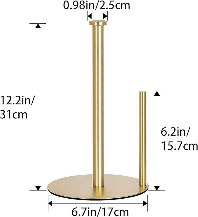 OBODING Gold Countertop Paper Towel Holder, Stainless Steel, Modern Kitchen and Bathroom Organization