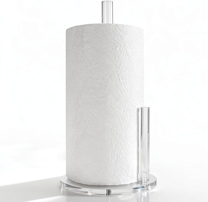 Acrylic Paper Towel Holder, Premium Stand for Kitchen Organize, One-Handed Manipulation Countertop Roll Paper Dispenser (DP014)