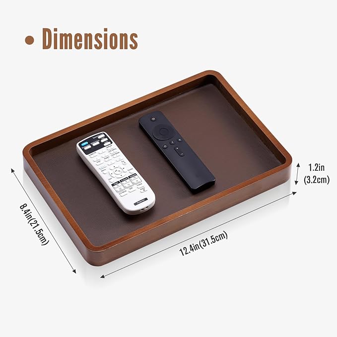 ProCase Wooden Valet Tray for Men, Wood Catch-All EDC Organizer, Nightstand, Entryway Bedside Dump Holder, for Wallets, Keys, Watches, Phones, Loose Change, Trinkets -DarkBrown