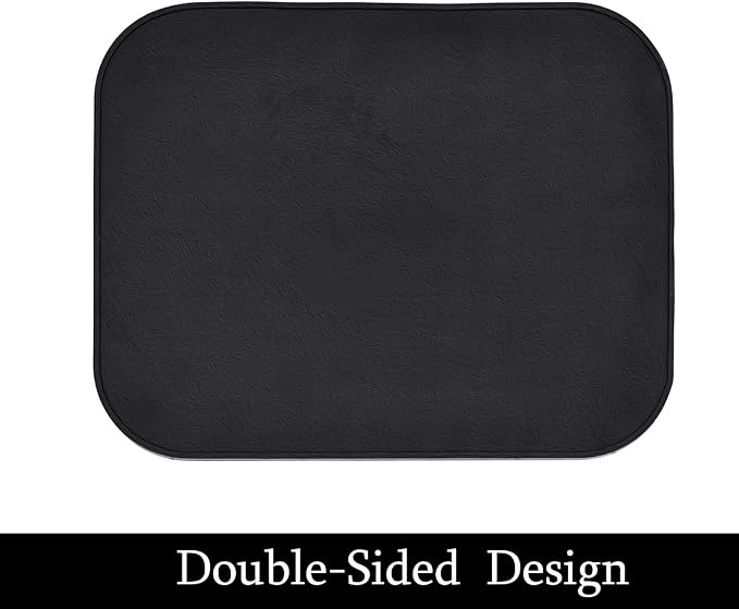 Small Dish Drying Mat, Silicone Dish Mats for Kitchen Countertop, 11.5"x9.1", for Rack Over the Sink, Pots, Pans, Glassware, Silverware, Stemware, Car Center Cap, Dishwasher safe, Reusable