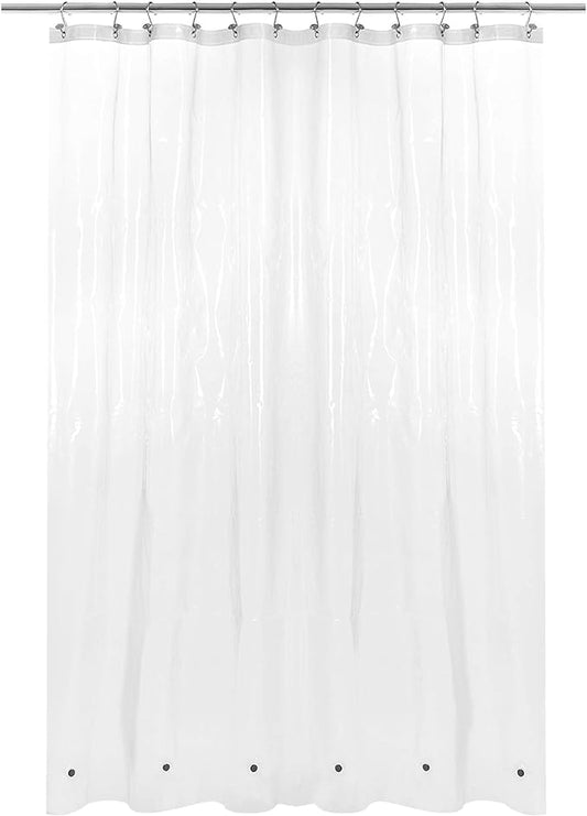 Barossa Design Plastic Shower Curtain Liner 69" x 70" with 6 Magnets - Waterproof PEVA Shower Liner for Standard Size Bathroom, PVC Free, Metal Grommets - Clear, 69X70