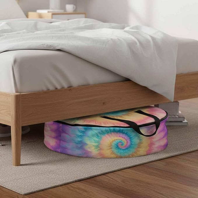 Storage Bag Colorful Tie Dye Round Storage Totes Bins Closet Organizers with Zippers & Handle Boho Tribal Style Clothes Storage Container for Bedroom Dorm Space Saving Packing Supplies Moving Bags