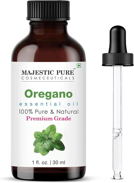 Majestic Pure Essential Oil with Glass Dropper - 100% Pure and Natural - Essential Oils for Diffuser, Aromatherapy, Soap and Candle Making, Oregano Essential Oil, Oregano Oil, 1 Fl Oz
