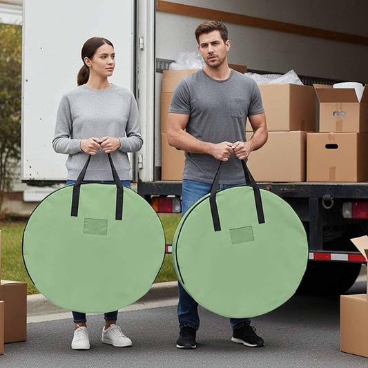 36 Inch Round Storage Bag 2 Pack,Avocado Green Solid Color Waterproof Wreath Storage Container with Handles&Zipper Modern Minimalist Style Closet Organizer Bags Garland Box