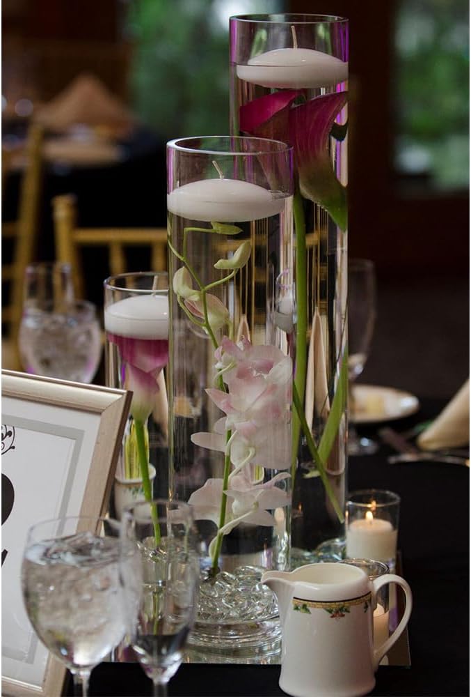 WGVI Quality Thick Weighted Clear Cylinder Glass Vases, 3" W x 12" H, Skinny Bud Vase Narrow Floral Bouquet Flower Arrangements Storage Container Candle Holders Decorative Accents, 1 Piece