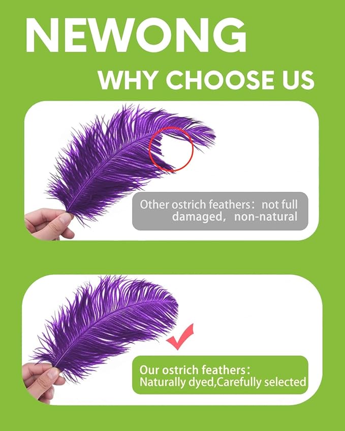 30pcs Purple Ostrich Feathers Natural Bulk 13-16in(33-40cm) Vase Craft Wedding Home Party Centerpieces Christmas Day Decoration