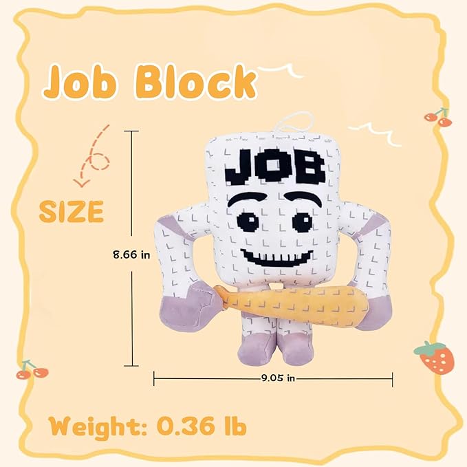 Steal a Brainrot 9-Inch Job Block Plush Pillow – Soft Huggable Cushion, Stylish Decor Accent & Collectible for Enthusiasts