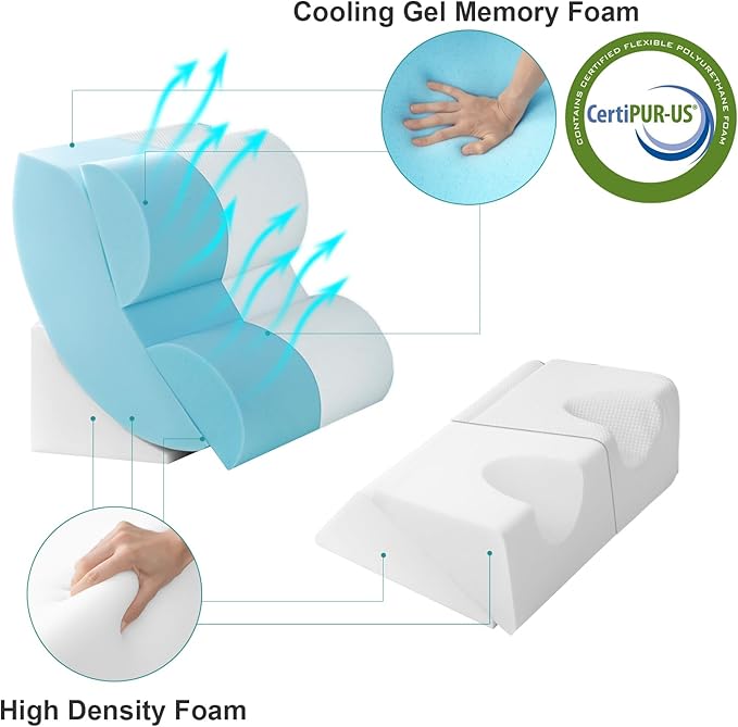 Hansleep Bed Wedge Pillow Set for After Surgery 6PCS, Post Surgery Pillow for Sleep Apnea and Acid Reflux Relief, Adjustable Reading Pillows Back Support with Memory Foam, White, 20"
