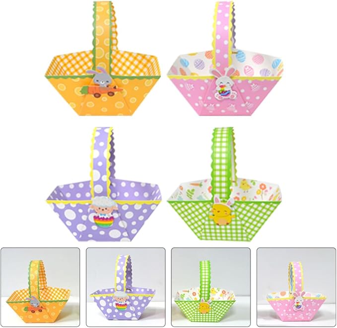 Cabilock 24pcs Easter Candy Baskets Paper Storage Holder for Treats and Items for Easter Celebrations Versatile Design for Year Use