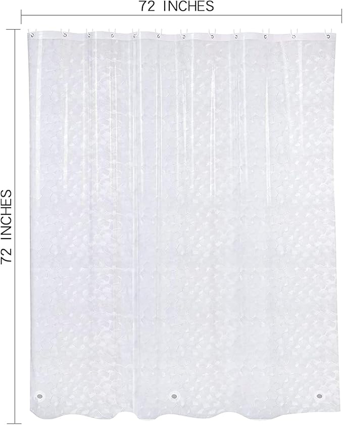Clear Shower Curtain Liner, 100% Waterproof EVA 3D Shower Curtains with 3 Duty Heavy Bottom Magnets and 12 Rust Proof Grommets, 72x72 Weighted Shower Liner for Shower Stall, Bathtubs