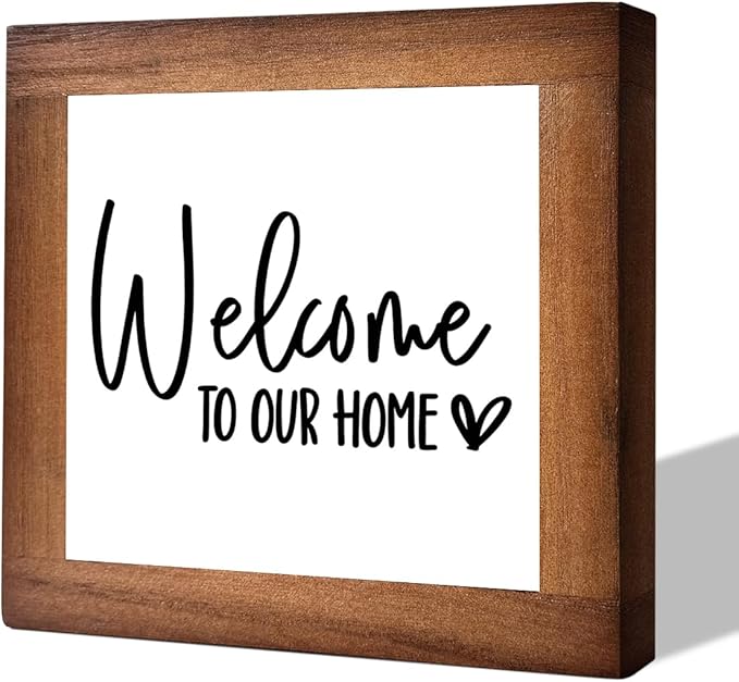Welcome Sign, Wooden Box Signs for Home Decor, Freestanding Welcome Sign, Farmhouse Entryway, Front Door, Porch, Housewarming Tabletop, Welcome To Our Home (C3)