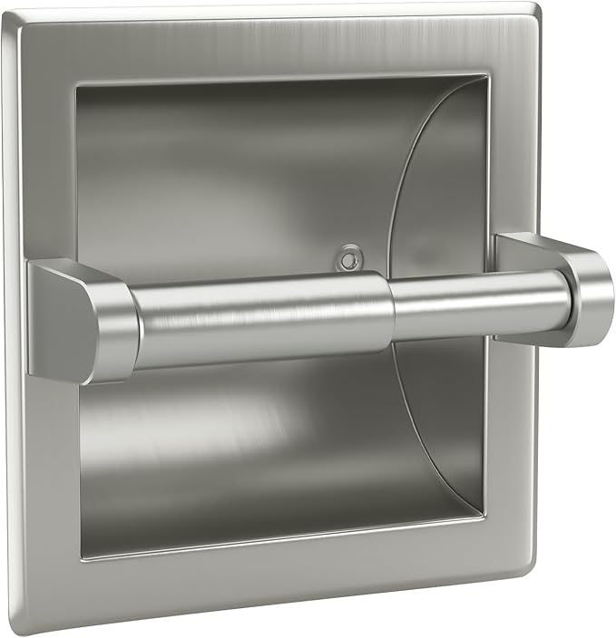 POKIM Recessed Toilet Paper Holder,Stainless Steel in Wall Toilet Paper Roll Holder for Bathroom Insert Design with Mounting Bracket,Commercial Toilet Tissue Dispensers Wall Mount,Brushed Nickel