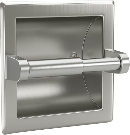 POKIM Recessed Toilet Paper Holder,Stainless Steel in Wall Toilet Paper Roll Holder for Bathroom Insert Design with Mounting Bracket,Commercial Toilet Tissue Dispensers Wall Mount,Brushed Nickel