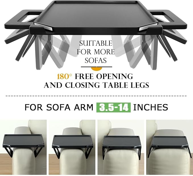 Smatdecis Couch Arm Tray Table Sofa Arm Clip, Armrest Tray Table Suitable for Home Drinks/Fast Food/Fruit Etc, Large Size Multi-Function Natural(Dual Phone/Tablet Holder)