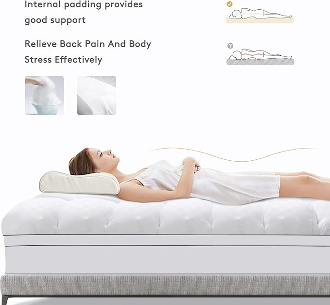 SameBed Mattress Topper Full XL,Extra Thick Mattress Pad Cover for Back Pain,Cooling Mattress Protector with 8-21 Inch Deep Pocket,Overfilled Down Alternative Filling,White