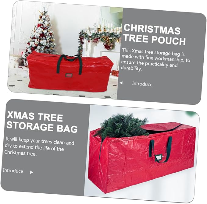 PRETYZOOM Christmas Tree Storage Bag Zippered Organizer Carry Handles for Fits up to Disassembled Xmas Tree and Holiday Decorations Design