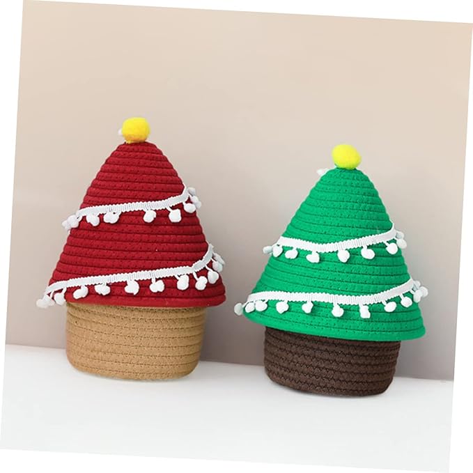 Small Storage Baskets for Christmas Tree Cotton Woven Organizing Basket Desktop Wardrobe Sundries Organizer