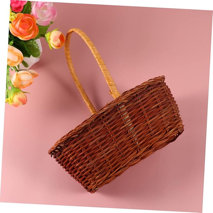 Luxshiny 3pcs Rectangular Mini Easter Basket for Storage and Decoration for Collection and Party Use Easter Accessory Handle