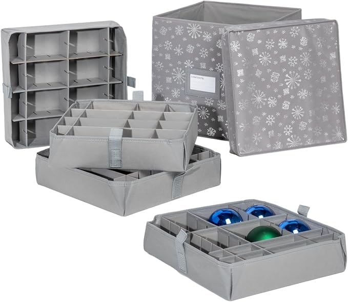 Tidy & Co. Holiday Storage Ornament Box and Multi Purpose Storage Box (Snowflake)