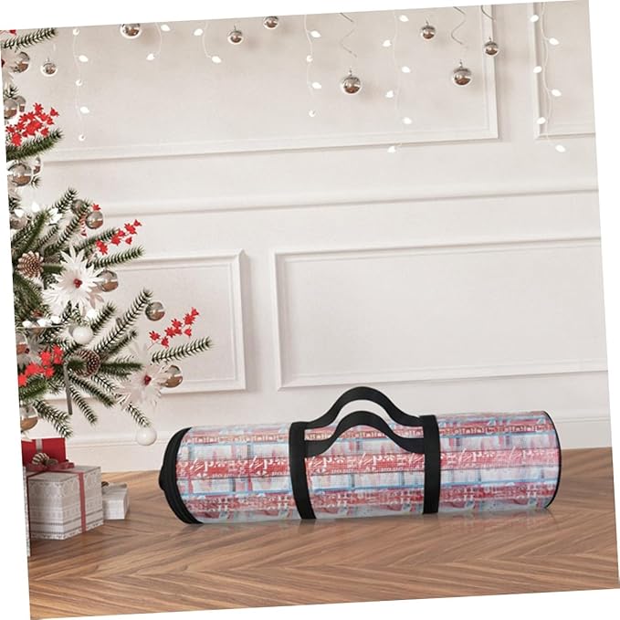 FRCOLOR 1pc Christmas Wrapping Paper Storage Bag Organizer Handles for Easy Hanging and under Bed Storage Reusable Holiday Pouch for Wrapping Paper and Supplies