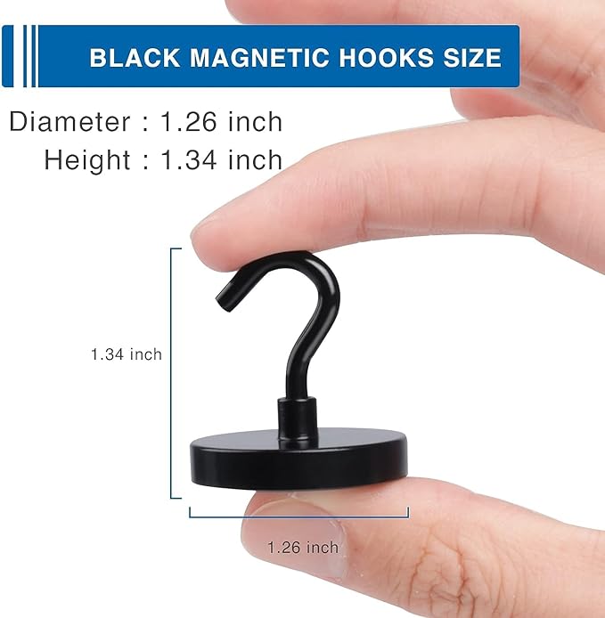 LOVIMAG Heavy Duty Magnetic Hooks Neodymium, 130lbs Magnetic Hooks for Cruise Cabins, Cruise Must Haves, Strong Magnets Hooks with Epoxy Coating for Travel, Hanging - 12 Pcs