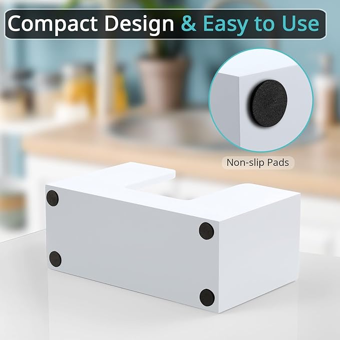 Paper Towel Dispenser Countertop, Wooden Bathroom Paper Towel Holder, White Napkin Holder for Kitchen, Countertop Multifold C-Fold, Z-Fold, Trifold Paper Hand Towel Dispenser for Bathroom Toilet