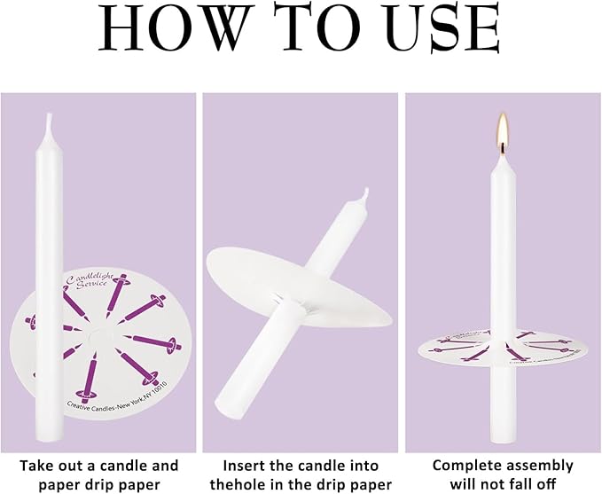 YOROXRG 100 pcs Church Candles with Drip Protectors for Devotional Candlelight Vigil Service, Unscented White 5" H X 1/2" D, No Smoke, Shabbat, Praye