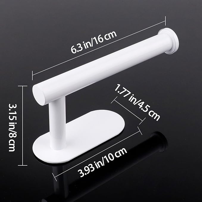 White Toilet Paper Holder, Self Adhesive Toilet Paper Roll Holder No Drilling Wall Mount for Kitchen, Bathroom, Toilet